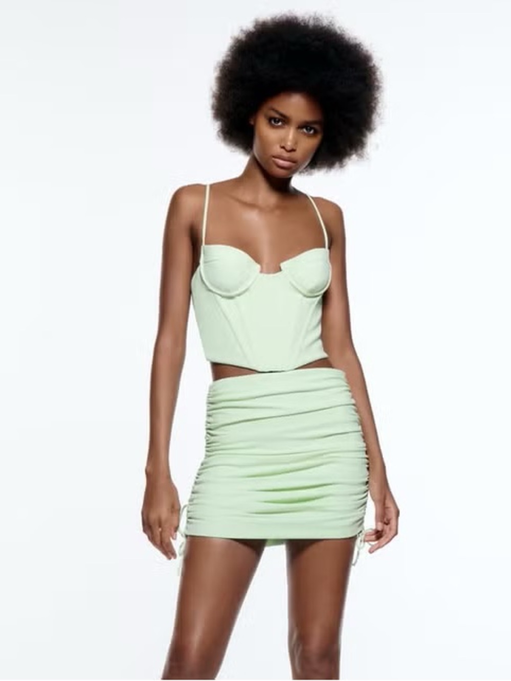 Zara Corset Bustier Crop Top Mint Green - Picture 13 of 16